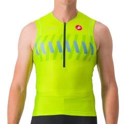 Castelli Free Tri 2 Sleeveless Top - Electric Lime/niagara Blue 383