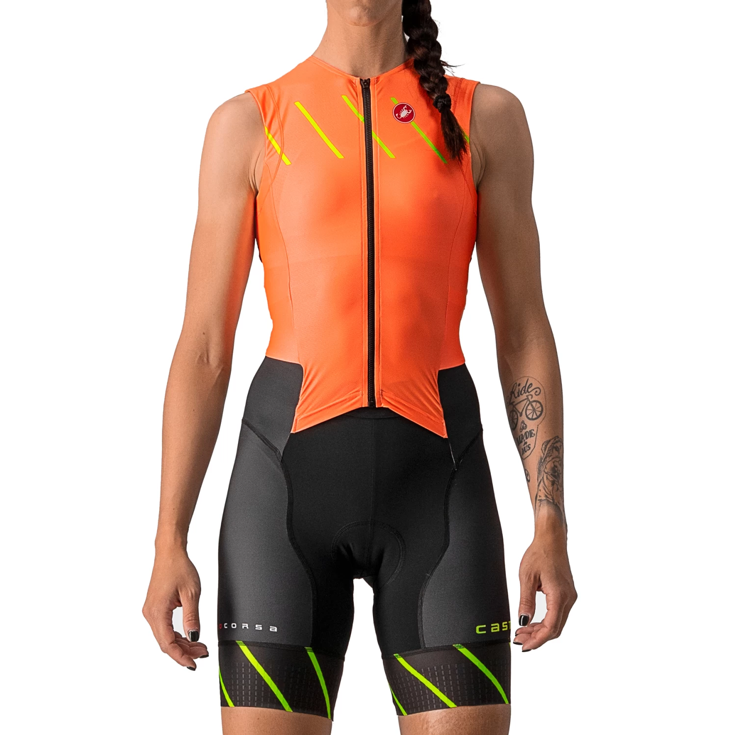 Castelli Free Sanremo W Suit Sleeveless Women's - Coral Flash 583 2 Castelli Free Sanremo W Suit Sleeveless Women's - Coral Flash 583