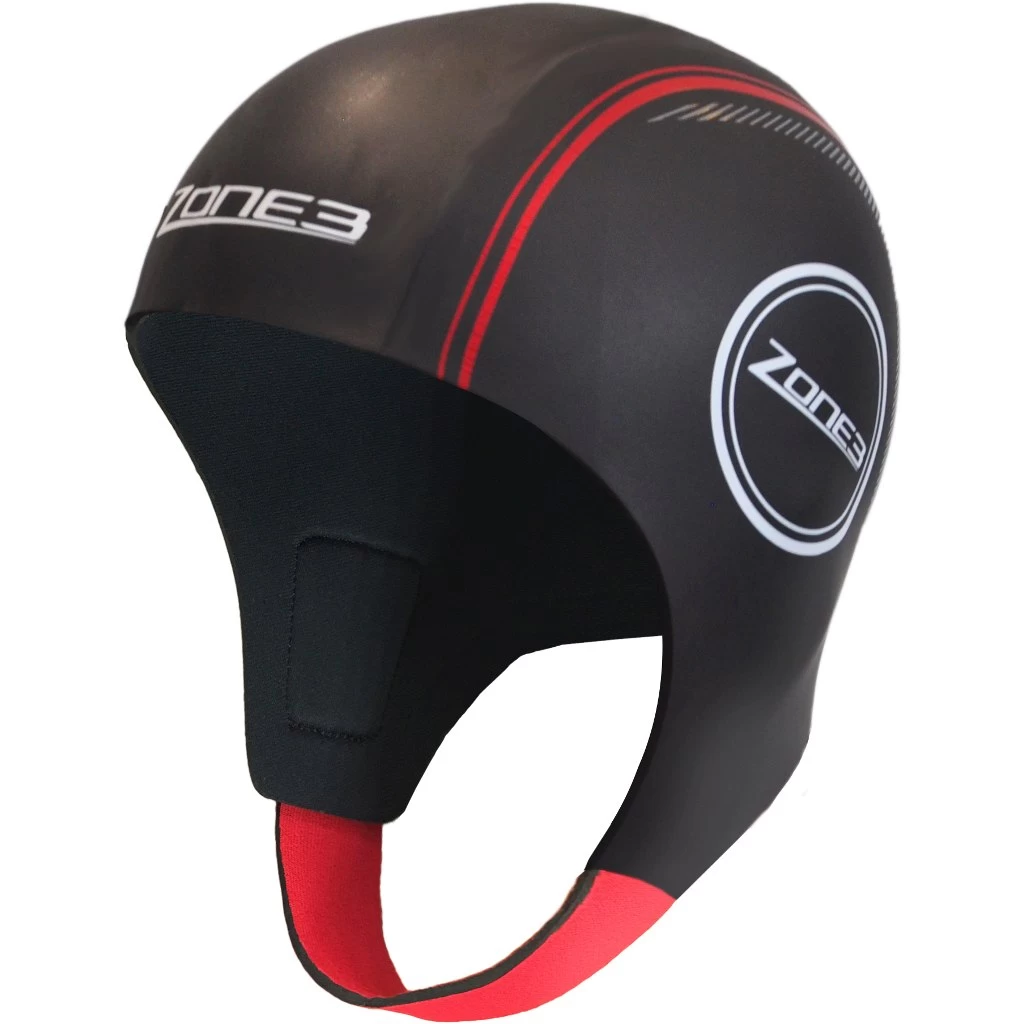 Zone3 Neoprene Swim Cap - Black/red/white 3 Zone3 Neoprene Swim Cap - Black/red/white