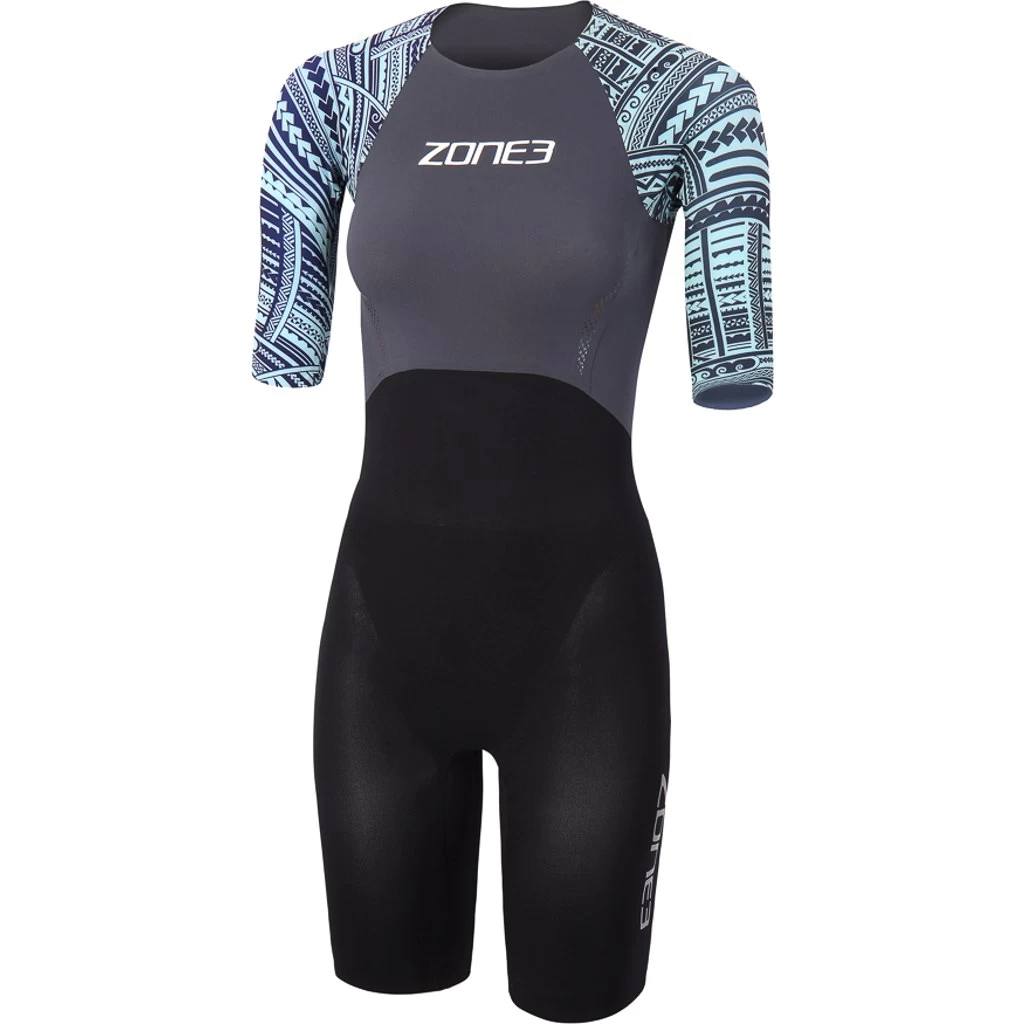 Zone3 Women's WTC Ironman Legal Kona Short Sleeve Swimskin - Black/grey/turquoise 3 Zone3 Women's WTC Ironman Legal Kona Short Sleeve Swimskin - Black/grey/turquoise