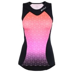 2XU Active Women's Tri Singlet - Black/sunset Ombre