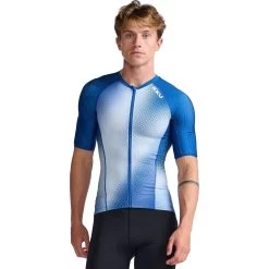 2XU Aero Tri Sleeved Top - Surf/white