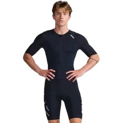 2XU Core Sleeved Trisuit - Black/white