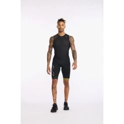 2XU Light Speed Front Zip Trisuit - Black/gold -Aqua Fit Shop 2xu light speed front zip trisuit mens black gold10 1181270