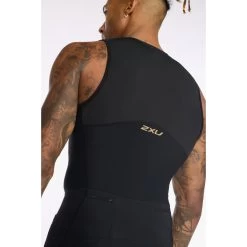 2XU Light Speed Front Zip Trisuit - Black/gold -Aqua Fit Shop 2xu light speed front zip trisuit mens black gold2 1181263