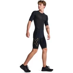 2XU Light Speed Sleeved Trisuit - Black/gold -Aqua Fit Shop 2xu light speed sleeved trisuit black gold 2 1457451