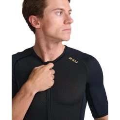 2XU Light Speed Sleeved Trisuit - Black/gold -Aqua Fit Shop 2xu light speed sleeved trisuit black gold 3 1457450