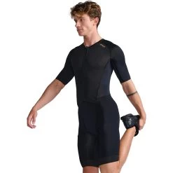 2XU Light Speed Sleeved Trisuit - Black/gold -Aqua Fit Shop 2xu light speed sleeved trisuit black gold 8 1457445