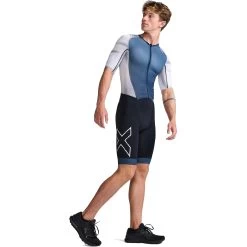 2XU Light Speed Sleeved Trisuit - Midnight/white -Aqua Fit Shop 2xu light speed sleeved trisuit midnight white 2 1457439