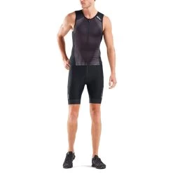 2XU Perform Tri Singlet - Black/shadow -Aqua Fit Shop 2xu perform tri singlet triathlonshirt blackshadow2 816613