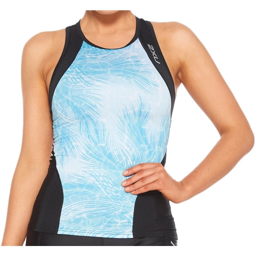 2XU Women's Perform Tri Singlet - Black/aqua Mirage 4 2XU Women's Perform Tri Singlet - Black/aqua Mirage - Image 2