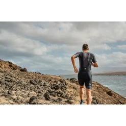 Zone3 Men's Aquaflo Plus Short Sleeve Trisuit - Black/grey/neon Green -Aqua Fit Shop 314136 12 d 649181