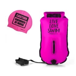Buddyswim Boya Drybag 20lt + Swim Cap - Pink/live Love Swim