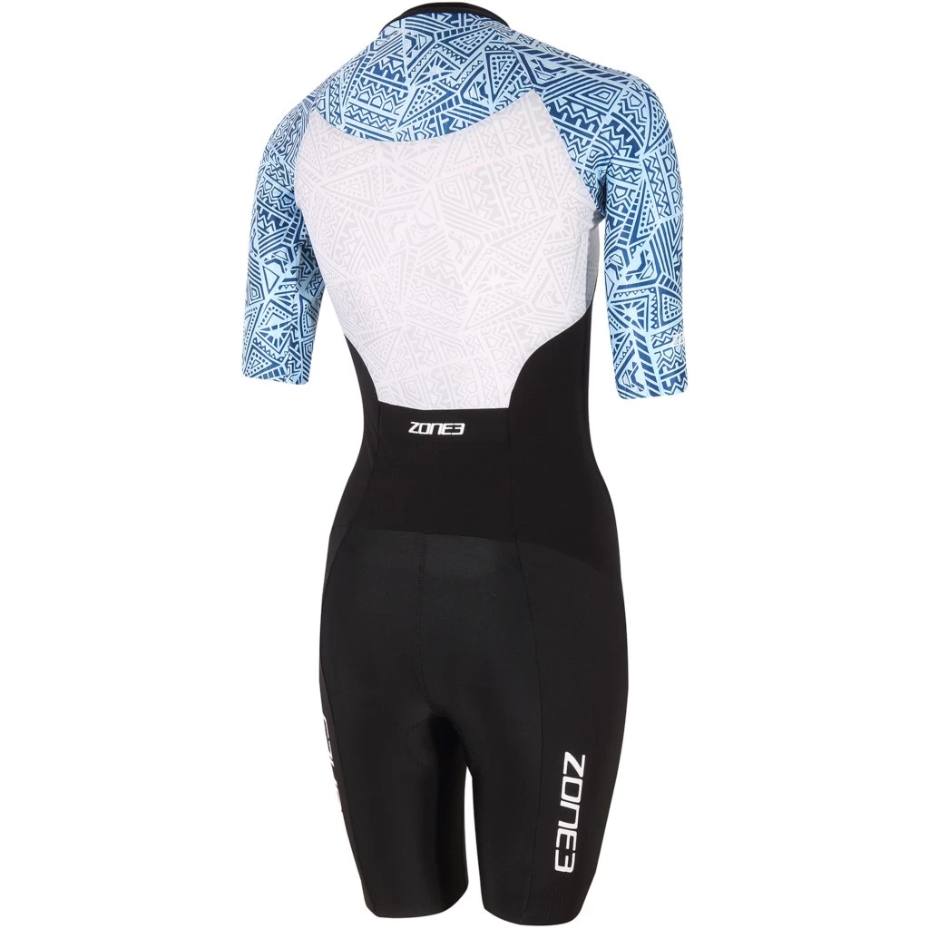 Zone3 Women's Lava Short Sleeve Trisuit - Kona Print - Black/white/blue 4 Zone3 Women's Lava Short Sleeve Trisuit - Kona Print - Black/white/blue - Image 2