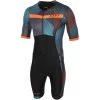 Zone3 Men's Activate Plus Momentum Short Sleeve Trisuit - Blue/grey/orange -Aqua Fit Shop 352319 00 d 755076