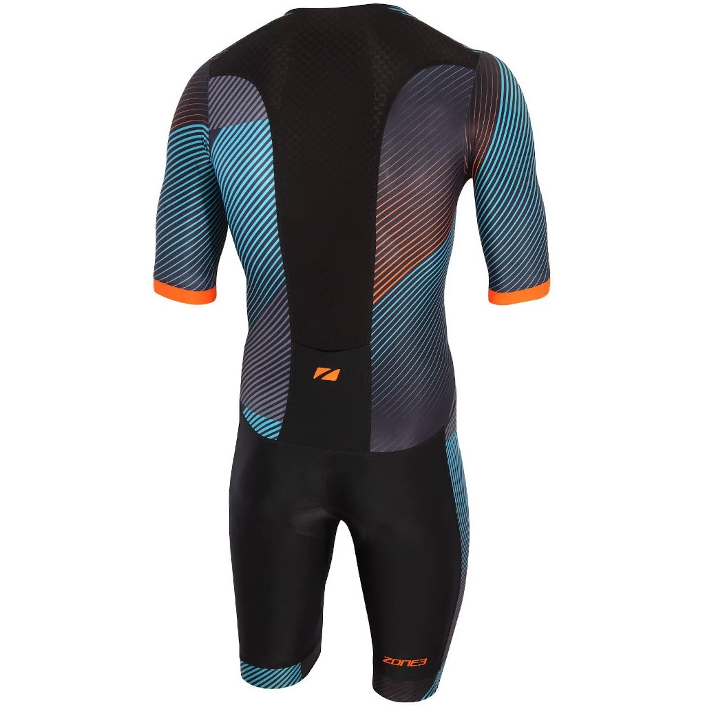 Zone3 Men's Activate Plus Momentum Short Sleeve Trisuit - Blue/grey/orange 4 Zone3 Men's Activate Plus Momentum Short Sleeve Trisuit - Blue/grey/orange - Image 2