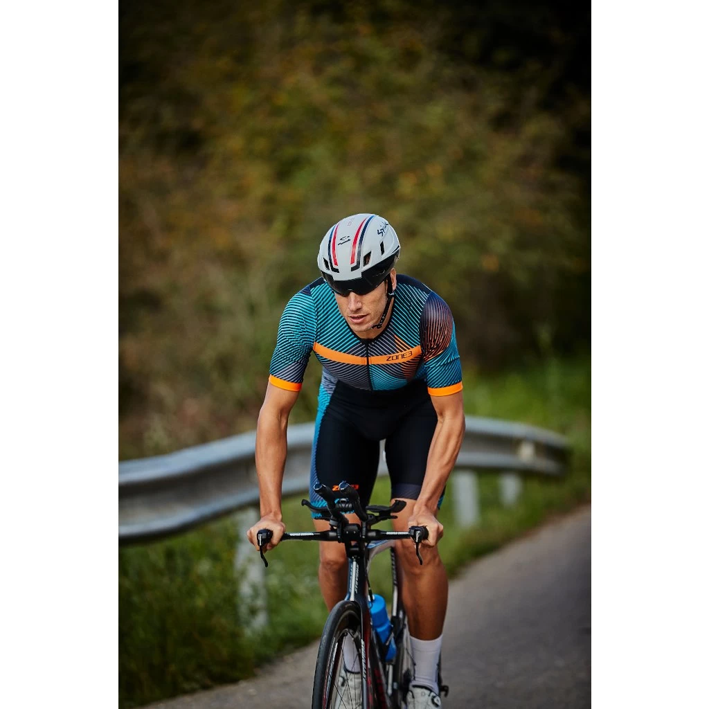 Zone3 Men's Activate Plus Momentum Short Sleeve Trisuit - Blue/grey/orange 11 Zone3 Men's Activate Plus Momentum Short Sleeve Trisuit - Blue/grey/orange - Image 9