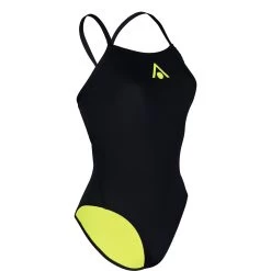 AQUASPHERE Essential Tie Back Swimsuit Women - Black/Yellow -Aqua Fit Shop aquasphere essential tie back swimsuit women black yellow 1 1404531