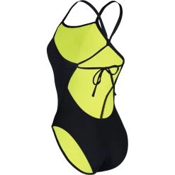 AQUASPHERE Essential Tie Back Swimsuit Women - Black/Yellow -Aqua Fit Shop aquasphere essential tie back swimsuit women black yellow 4 1404534