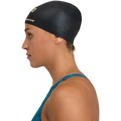 Arena 3D Soft Swim Cap - Black/Gold -Aqua Fit Shop arena 3d soft swim cap black gold 5 1513153
