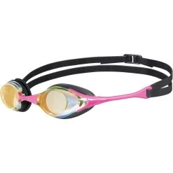 Arena Cobra Swipe Mirror Swimming Goggles - Yellow Copper - Pink