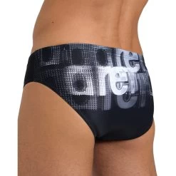 Arena Feel Overlap Swim Briefs Men - Black/White Multi -Aqua Fit Shop arena feel mens overlap swim briefs black white multi 9 1363997