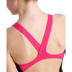 Arena Placement V Back Swimsuit Girls - Black-Freak Rose -Aqua Fit Shop arena girls swimsuit v back placement model black freak rose 5 1260986