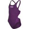 Arena Team Solid Swim Tech Swimsuit Girls - Plum-White