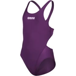 Arena Team Solid Swim Tech Swimsuit Girls - Plum-White