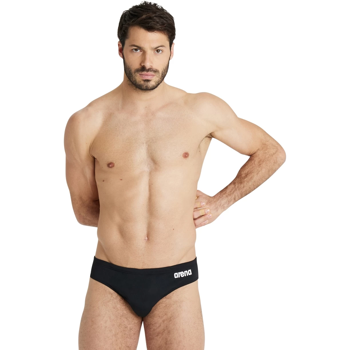 Arena Team Solid Swim Briefs Men - Black-White 7 Arena Team Solid Swim Briefs Men - Black-White - Image 5