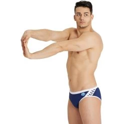 Arena Icons Swim Briefs Solid Men - Navy-White -Aqua Fit Shop arena solid icons swim briefs navy white 5 1250961