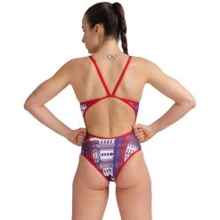 Arena Allover Super Fly Back Swimsuit Women - Red-Multi -Aqua Fit Shop arena womens allover super fly back swimsuit model red multi 2 1262790