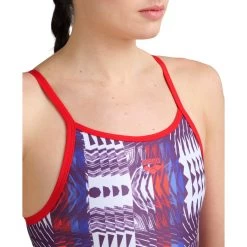 Arena Allover Super Fly Back Swimsuit Women - Red-Multi -Aqua Fit Shop arena womens allover super fly back swimsuit model red multi 4 1262792