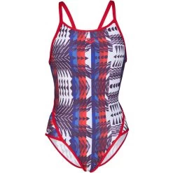 Arena Allover Super Fly Back Swimsuit Women - Red-Multi -Aqua Fit Shop arena womens swimsuit super fly back allover red multi 3 1252431