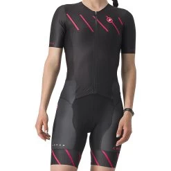 Castelli Free Sanremo 2 W Suit Short Sleeve Women's - Black/hibiscus 181