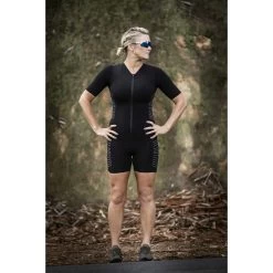 Fe226 Women's AeroForce Speed Suit With Sleeves - Black -Aqua Fit Shop fe226 women s aeroforce speed suit with sleeves black 16 1199629