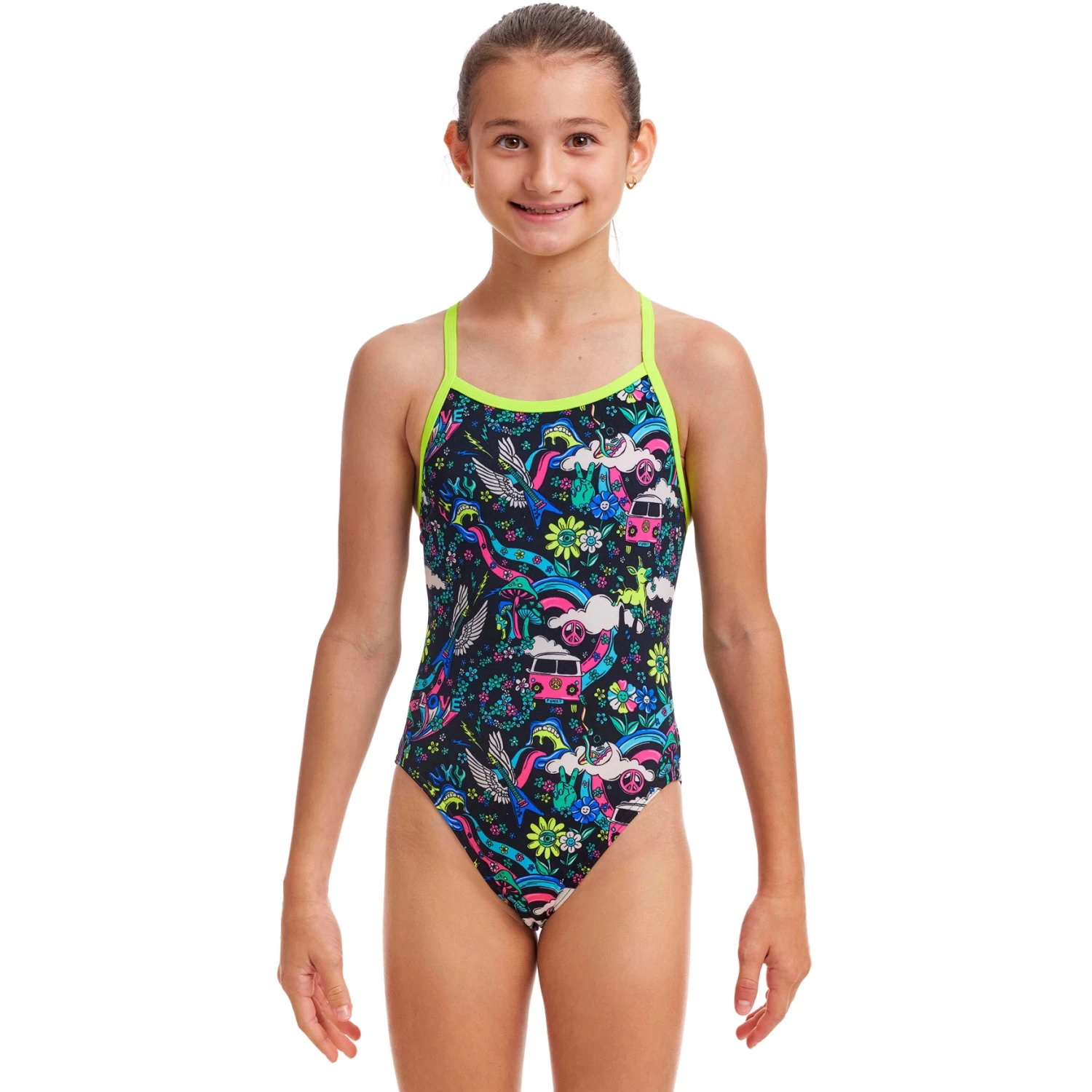 Funkita Single Strap Eco One Piece Swimsuit Girls - Hippy Dippy 4 Funkita Single Strap Eco One Piece Swimsuit Girls - Hippy Dippy - Image 2