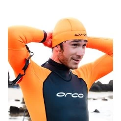 Orca Swim Hat - Orange -Aqua Fit Shop orca swim hat orange 21 1479342