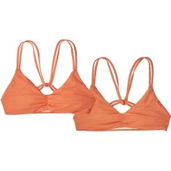 Patagonia Women's Reversible Seaglass Bay Bikini Top - Ripple: Tigerlily Orange