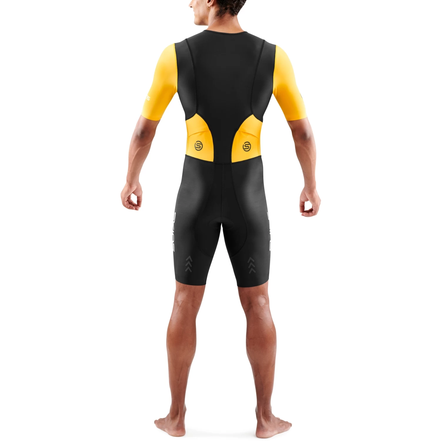 SKINS Tri Brand Short Sleeve Tri Suit - Black/Zest 7 SKINS Tri Brand Short Sleeve Tri Suit - Black/Zest - Image 5