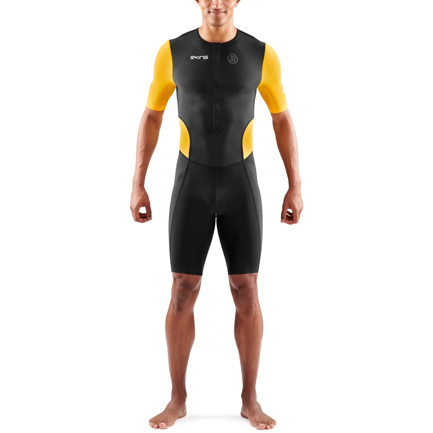 SKINS Tri Brand Short Sleeve Tri Suit - Black/Zest 9 SKINS Tri Brand Short Sleeve Tri Suit - Black/Zest - Image 7
