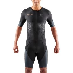 SKINS TRI Elite Short Sleeve Tri Suit - Black/Carbon