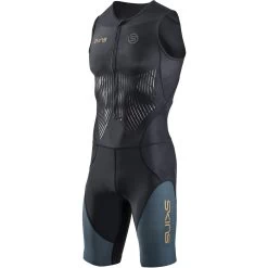 SKINS TRI Elite SleeveLess Tri Suit - Black/Carbon -Aqua Fit Shop skins tri elite sleeveless tri suit black carbon 1 1392125