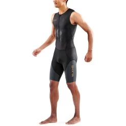 SKINS TRI Elite SleeveLess Tri Suit - Black/Carbon -Aqua Fit Shop skins tri elite sleeveless tri suit black carbon 5 1392129