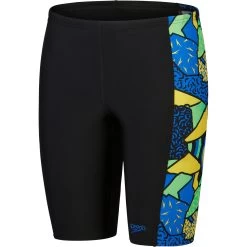 Speedo Allover Panel Jammer Boys - Black/blue Flame/bright Yellow/fluo Green