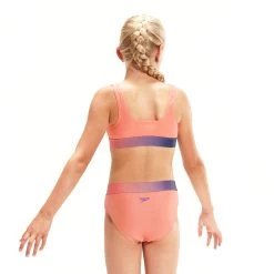 Speedo Contrast Band 2 Piece Girls Bikini - Soft Coral/miami Lilac -Aqua Fit Shop speedo contrast band 2 piece girls bikini soft coral miami lilac 6 1424904