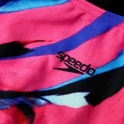 Speedo Digital Placement Splashback Girls Bathing Suit - Black/electric Pink/pool/blue Flame -Aqua Fit Shop speedo digital placement splashback kids bathing suit black electric pink pool blue flame 11 1302016
