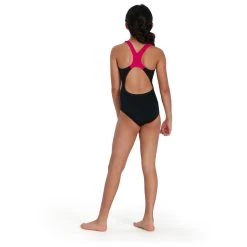 Speedo Digital Placement Splashback Girls Bathing Suit - Black/electric Pink/pool/blue Flame -Aqua Fit Shop speedo digital placement splashback kids bathing suit black electric pink pool blue flame 5 1302021
