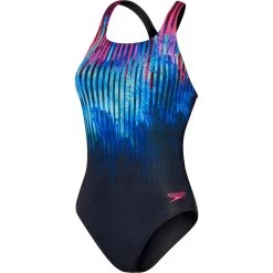 Speedo Digital Printed Medalist Bathing Suit - True Navy/True Cobalt/Electric Pink/Hypersonic Blue