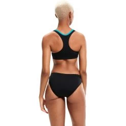 Speedo Placement 2 Piece Women's Bikini - Black/chroma Blue/aquarium -Aqua Fit Shop speedo placement 2 piece womens bikini black chroma blue aquarium 6 1427266